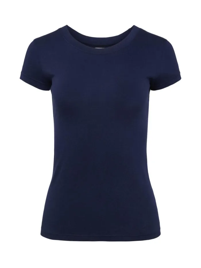 L039Agence Tees Women Cory Cotton Scoopneck Tee Navy