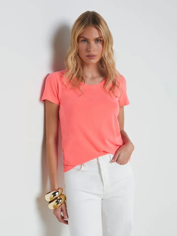 L039Agence Tees Women Cory Cotton Scoopneck Tee Neon Coral
