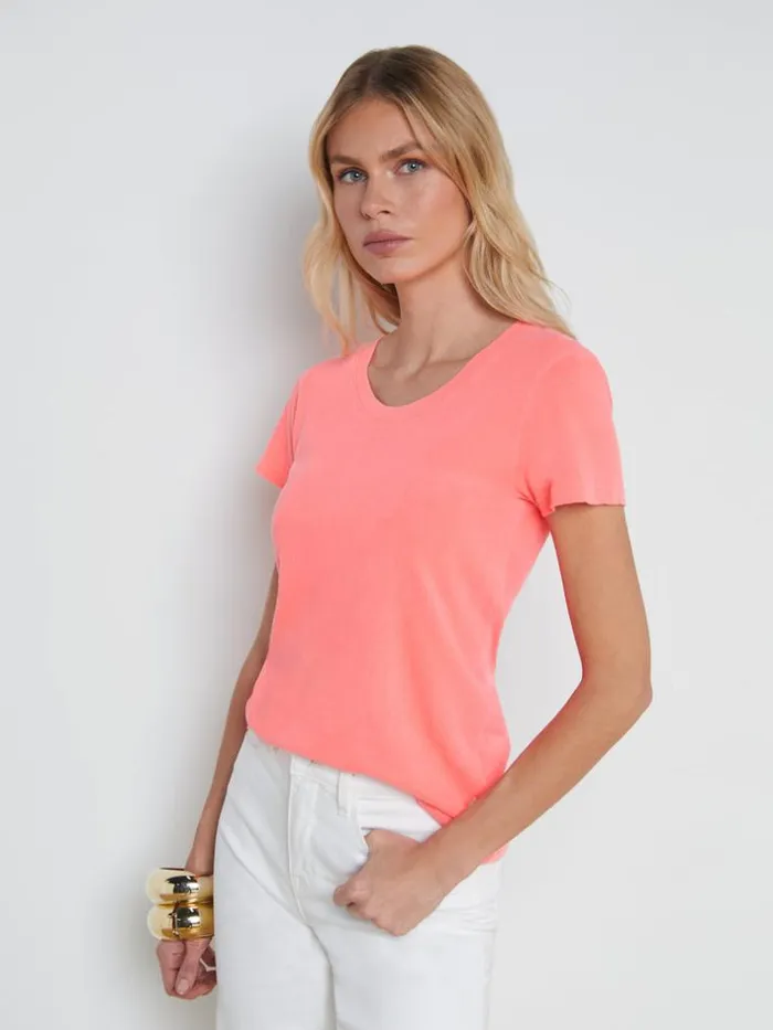 L039Agence Tees Women Cory Cotton Scoopneck Tee Neon Coral