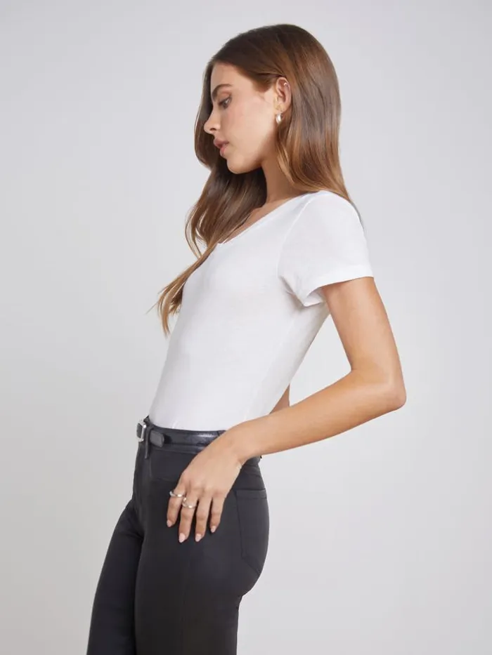 L039Agence Tees Women Cory Cotton Scoopneck Tee White