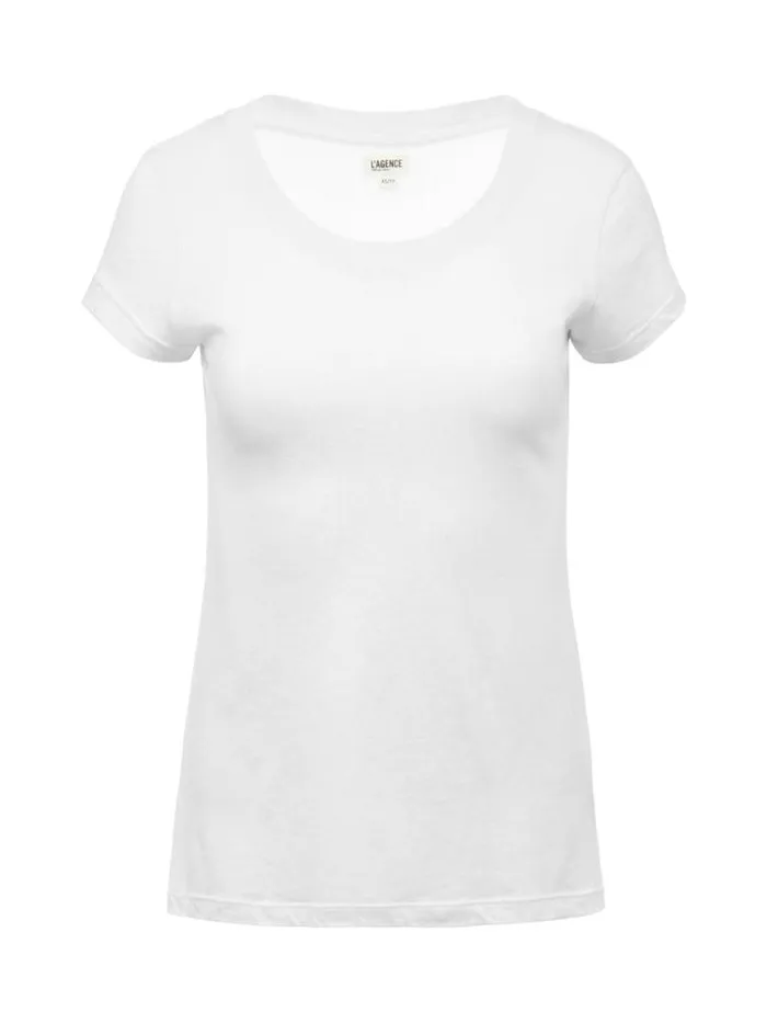 L039Agence Tees Women Cory Cotton Scoopneck Tee White