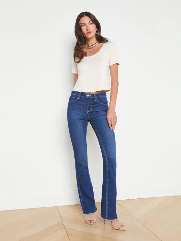 L039Agence Tees Women Dana Scoopneck Cropped Tee Bisque