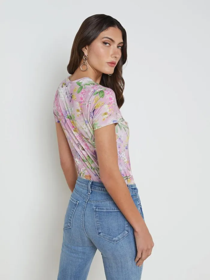 L039Agence Tees Women Ressi Fitted Tee Lilac Snow Botanical Butterfly