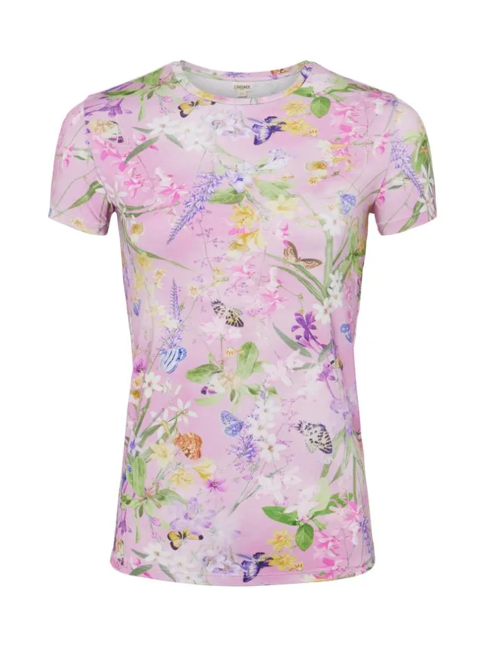 L039Agence Tees Women Ressi Fitted Tee Lilac Snow Botanical Butterfly