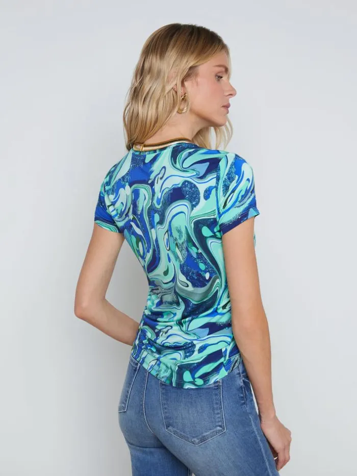 L039Agence Tees Women Ressi Fitted Tee Mint Multi Tie Dye Swirl