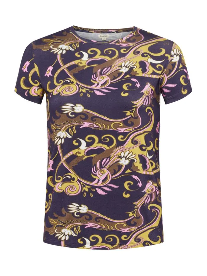L039Agence Tees Women Ressi Fitted Tee Olive Multi Small Abstract Scarf