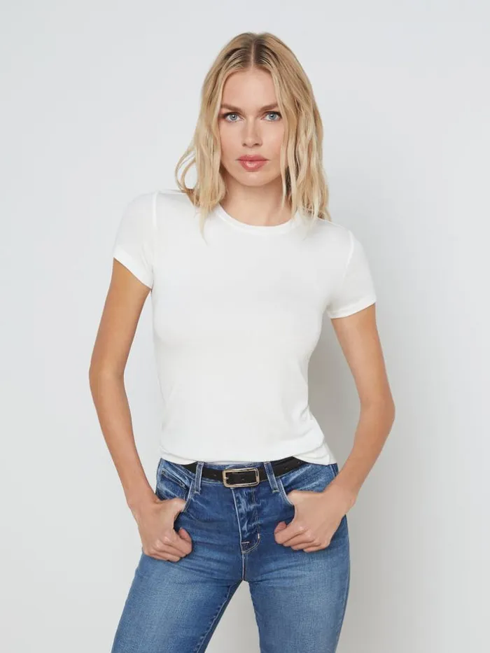 L039Agence Tees Women Ressi Fitted Tee White Micro Modal