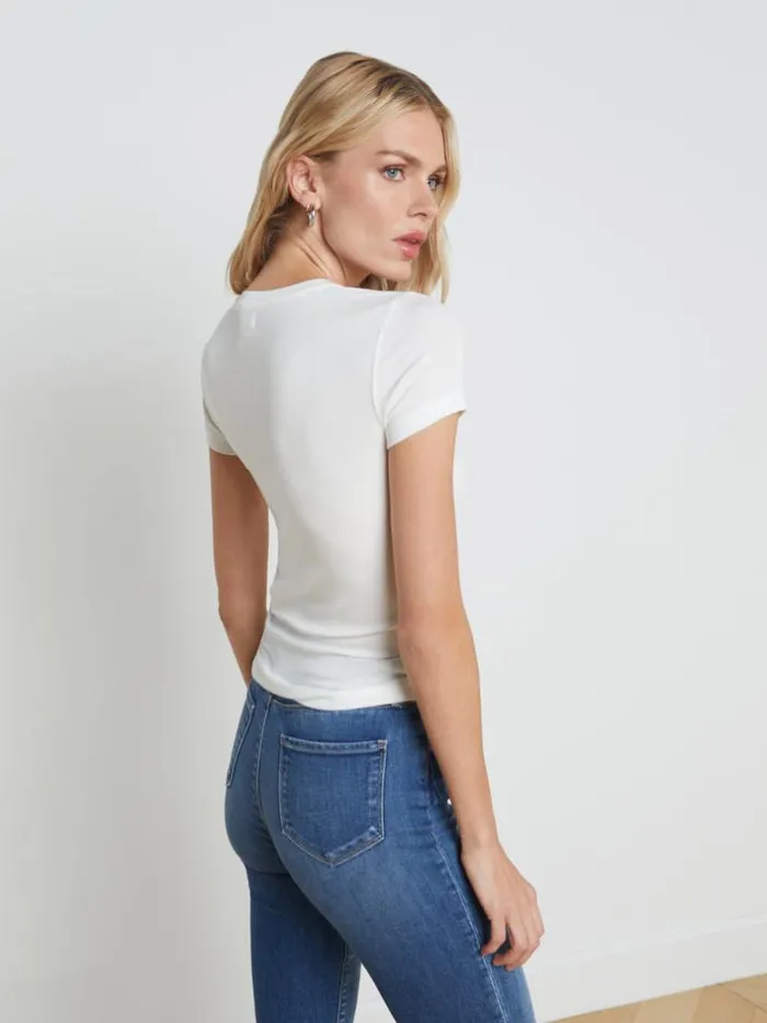 L039Agence Tees Women Ressi Fitted Tee White Micro Modal
