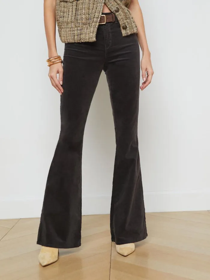 L039Agence Velvet Denim Women Marty Velvet Jean Greystone