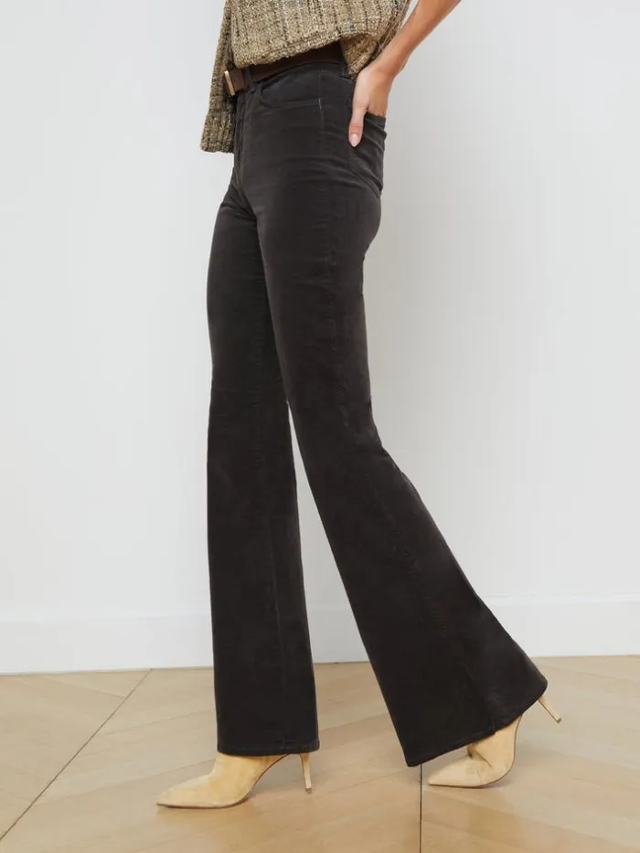 L039Agence Velvet Denim Women Marty Velvet Jean Greystone