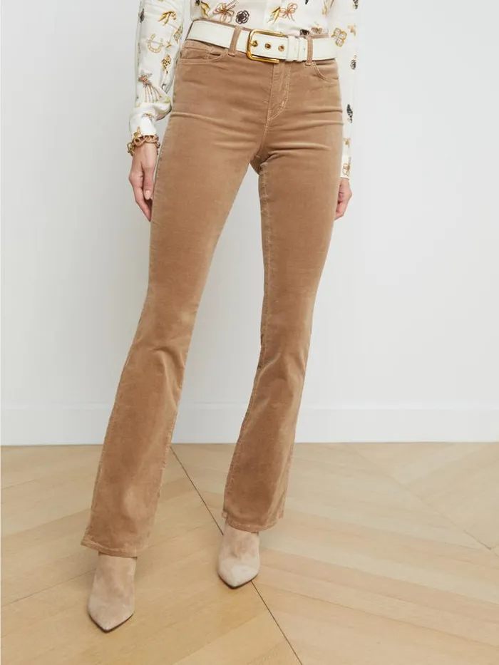 L039Agence Velvet Denim Women Stevie Velvet Jean Dark Cappuccino