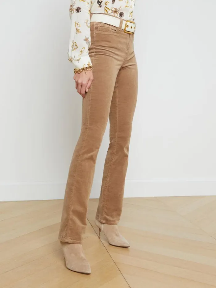 L039Agence Velvet Denim Women Stevie Velvet Jean Dark Cappuccino