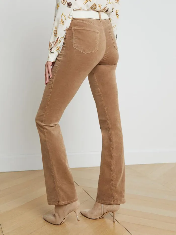 L039Agence Velvet Denim Women Stevie Velvet Jean Dark Cappuccino