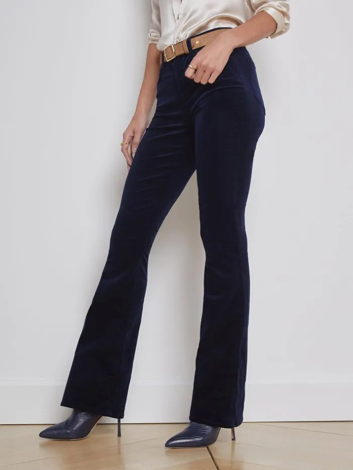L039Agence Velvet Denim Women Stevie Velvet Jean Dark Navy