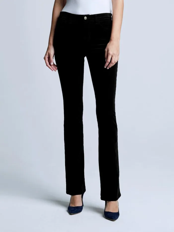 L039Agence Velvet Denim Women Stevie Velvet Jean Noir