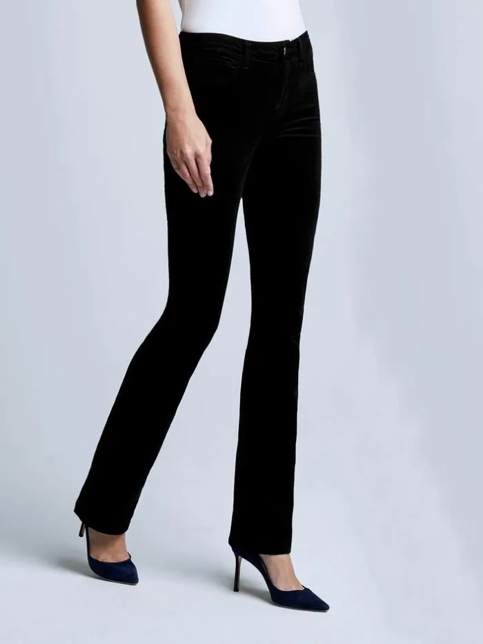 L039Agence Velvet Denim Women Stevie Velvet Jean Noir
