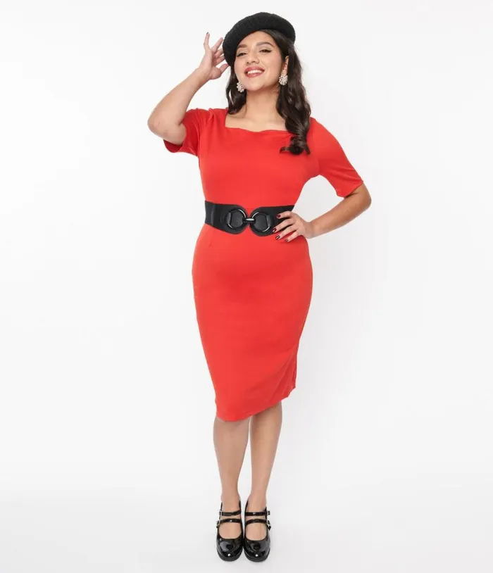 Lipstick Red Wiggle Dress Dresses Unique Vintage Pencil