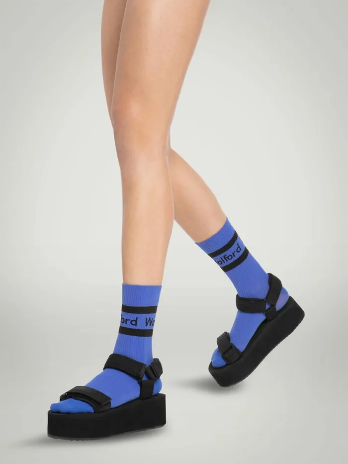Logo Rib Socks Dazzling Blueblack Women Wolford Socks
