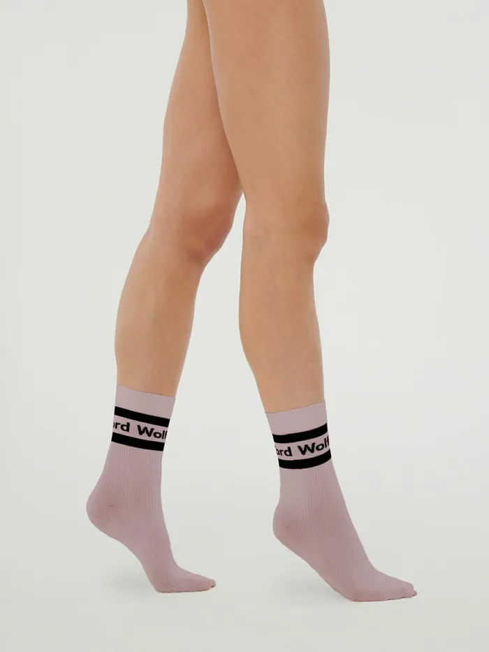 Logo Rib Socks Rose Petalblack Women Wolford Socks