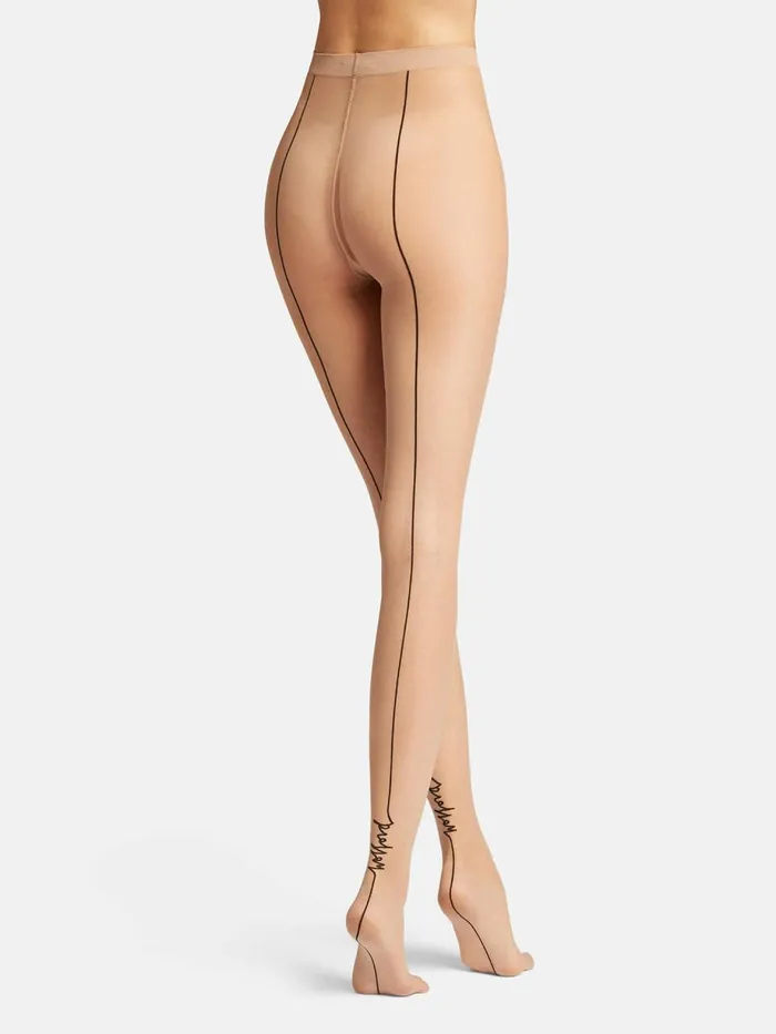 Logo Script Backseam Tights Fairly Lightblack Women Wolford Tights