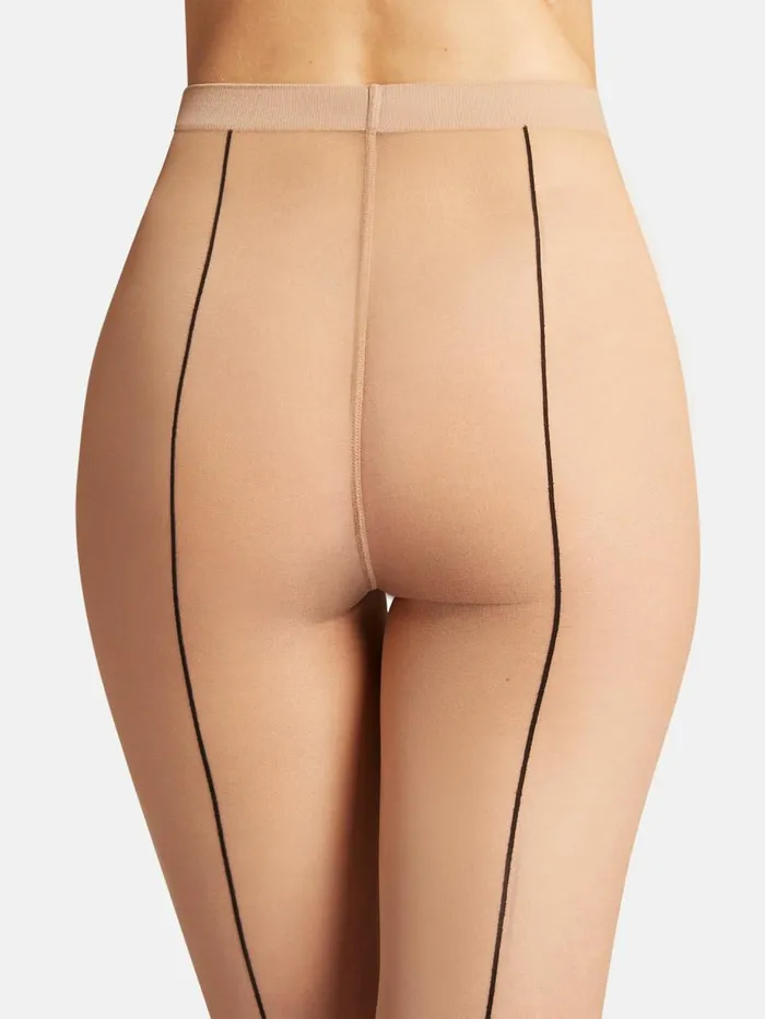 Logo Script Backseam Tights Fairly Lightblack Women Wolford Tights