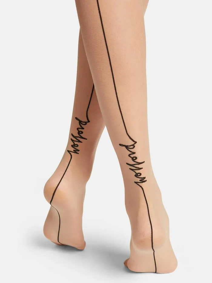 Logo Script Backseam Tights Fairly Lightblack Women Wolford Tights