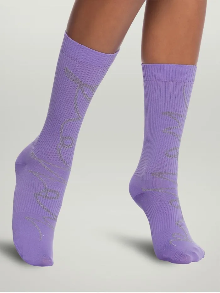 Lurex Logo Script Socks Lilacsilver Women Wolford Socks
