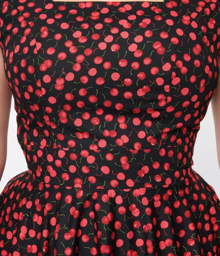 Magnolia Place Black and Cherry Anna Swing Dress DressesPlus Unique Vintage Swing