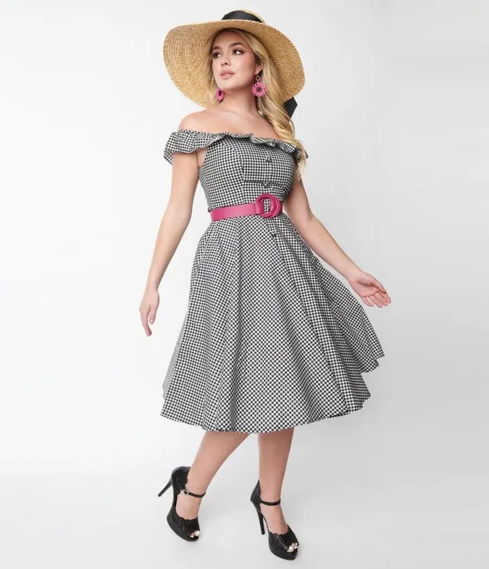 Magnolia Place Black Gingham Barbara Swing Dress Dresses Unique Vintage Pocket Dresses Magnolia Place Black Gingham Barbara Swing Dress Dresses Unique Vintage Pocket Dresses