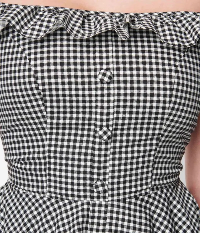 Magnolia Place Black Gingham Barbara Swing Dress Dresses Unique Vintage Pocket Dresses