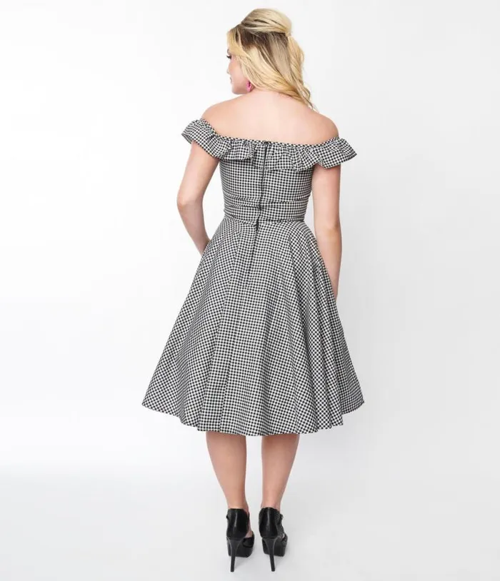 Magnolia Place Black Gingham Barbara Swing Dress Dresses Unique Vintage Pocket Dresses