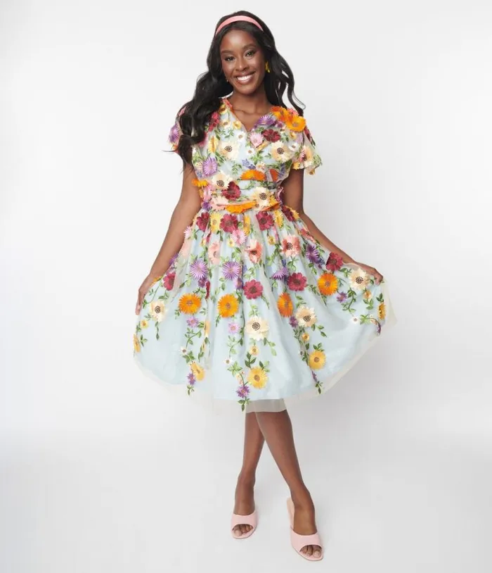 Magnolia Place Flower Party Midori Swing Dress DressesPlus Unique Vintage Swing Magnolia Place Flower Party Midori Swing Dress DressesPlus Unique Vintage Swing