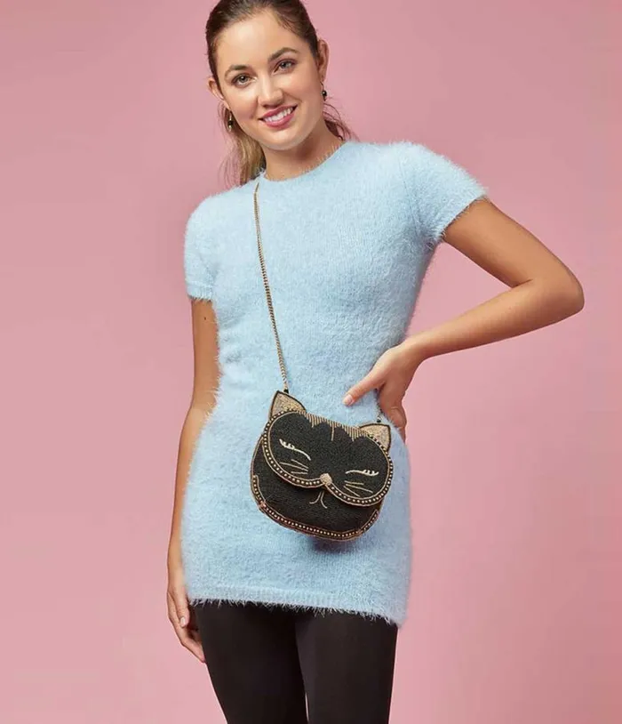 Mary Frances Whiskers Cat Crossbody Bag Accessories Unique Vintage Novelty Bags