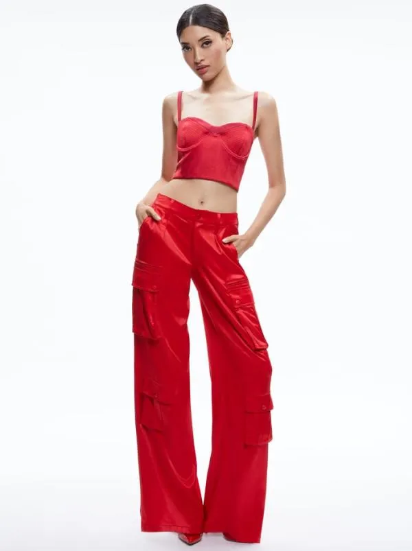 Matching Sets Women Alice Olivia ADARA BUSTIER TOP JOETTE LOW RISE CARGO PANT Matching Sets Women Alice Olivia ADARA BUSTIER TOP JOETTE LOW RISE CARGO PANT