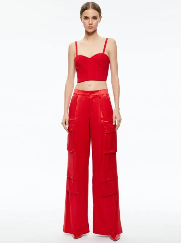 Matching Sets Women Alice Olivia ADARA BUSTIER TOP JOETTE LOW RISE CARGO PANT Matching Sets Women Alice Olivia ADARA BUSTIER TOP JOETTE LOW RISE CARGO PANT