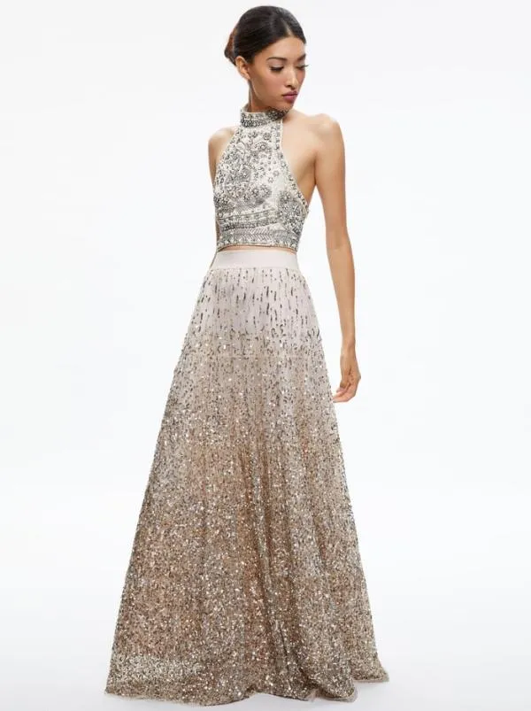 Matching Sets Women Alice Olivia GATZ EMBELLISHED HIGH NECK TOP CATRINA EMBELLISHED GOWN MAXI SKIRT Matching Sets Women Alice Olivia GATZ EMBELLISHED HIGH NECK TOP CATRINA EMBELLISHED GOWN MAXI SKIRT