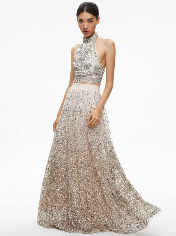 Matching Sets Women Alice Olivia GATZ EMBELLISHED HIGH NECK TOP CATRINA EMBELLISHED GOWN MAXI SKIRT Matching Sets Women Alice Olivia GATZ EMBELLISHED HIGH NECK TOP CATRINA EMBELLISHED GOWN MAXI SKIRT