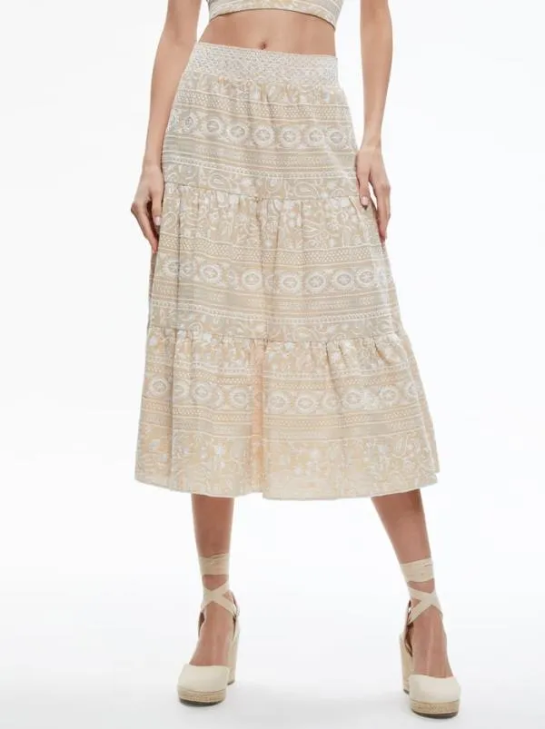 Matching Sets Women Alice Olivia JAYMEE TIE NECK CROPPED HALTER TOP REISE TIERED MIDI SKIRT Matching Sets Women Alice Olivia JAYMEE TIE NECK CROPPED HALTER TOP REISE TIERED MIDI SKIRT