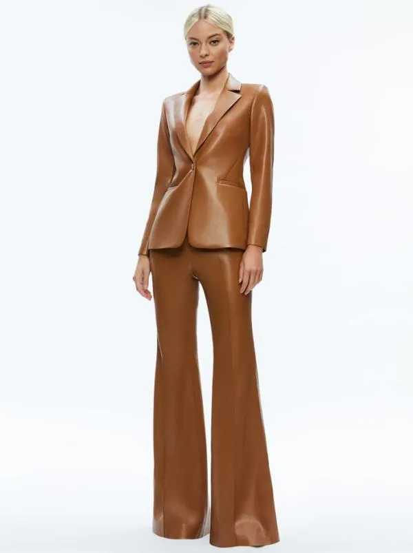Matching Sets Women Alice Olivia MACEY FITTED VEGAN LEATHER BLAZER DANETTE VEGAN LEATHER SPLIT HEM TROUSERS Matching Sets Women Alice Olivia MACEY FITTED VEGAN LEATHER BLAZER DANETTE VEGAN LEATHER SPLIT HEM TROUSERS