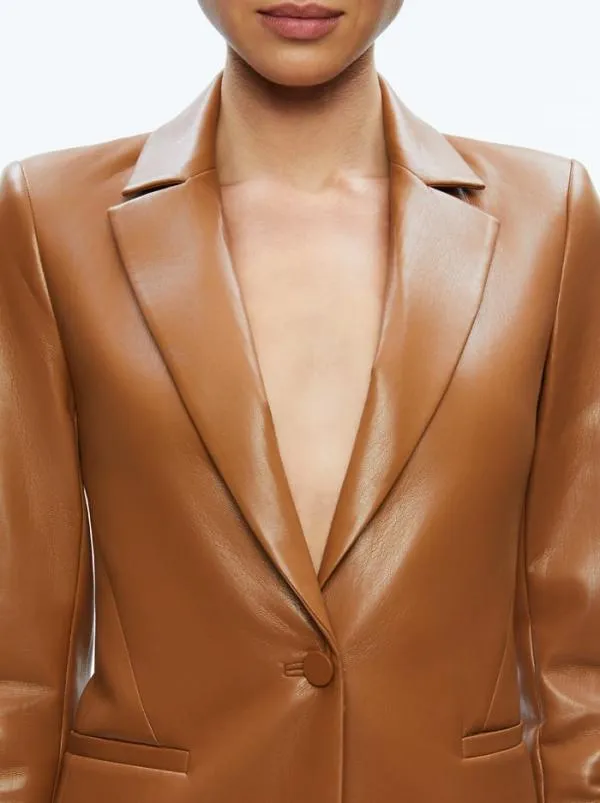 Matching Sets Women Alice Olivia MACEY FITTED VEGAN LEATHER BLAZER DANETTE VEGAN LEATHER SPLIT HEM TROUSERS Matching Sets Women Alice Olivia MACEY FITTED VEGAN LEATHER BLAZER DANETTE VEGAN LEATHER SPLIT HEM TROUSERS