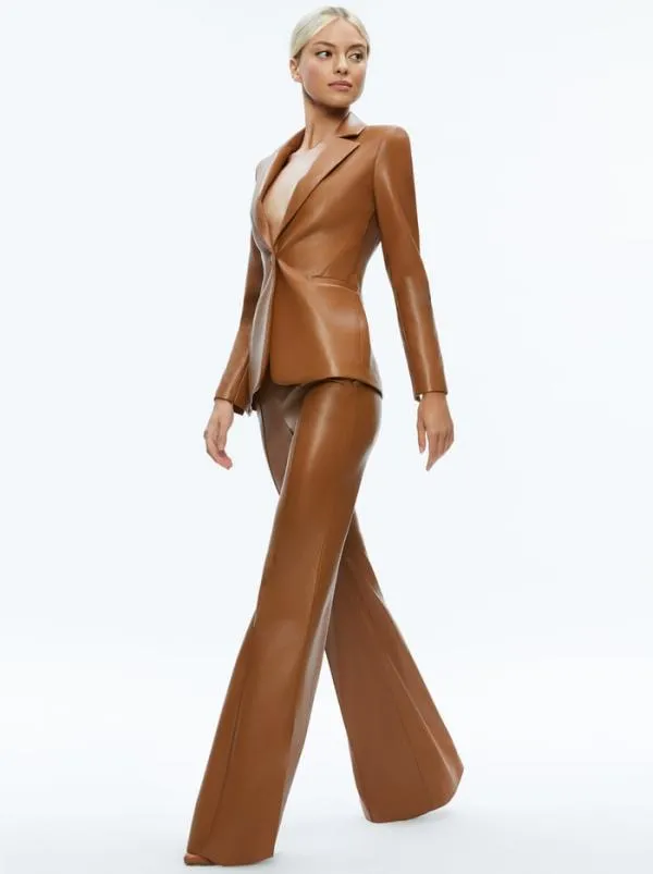 Matching Sets Women Alice Olivia MACEY FITTED VEGAN LEATHER BLAZER DANETTE VEGAN LEATHER SPLIT HEM TROUSERS Matching Sets Women Alice Olivia MACEY FITTED VEGAN LEATHER BLAZER DANETTE VEGAN LEATHER SPLIT HEM TROUSERS