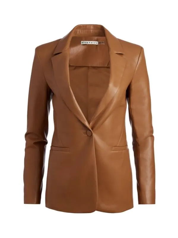 Matching Sets Women Alice Olivia MACEY FITTED VEGAN LEATHER BLAZER DANETTE VEGAN LEATHER SPLIT HEM TROUSERS Matching Sets Women Alice Olivia MACEY FITTED VEGAN LEATHER BLAZER DANETTE VEGAN LEATHER SPLIT HEM TROUSERS