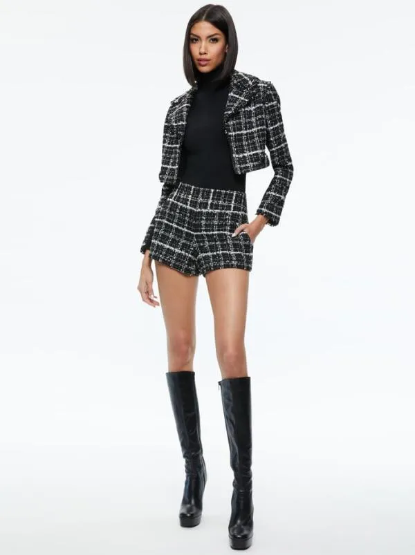 Matching Sets Women Alice Olivia YARDLEY CROPPED FRAY HEM JACKET DONALD TWEED SHORT Matching Sets Women Alice Olivia YARDLEY CROPPED FRAY HEM JACKET DONALD TWEED SHORT