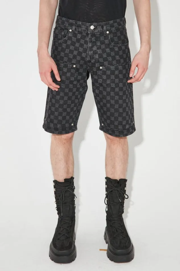 Men Denim MISBHV Denim Monogram Carpenter Shorts Black