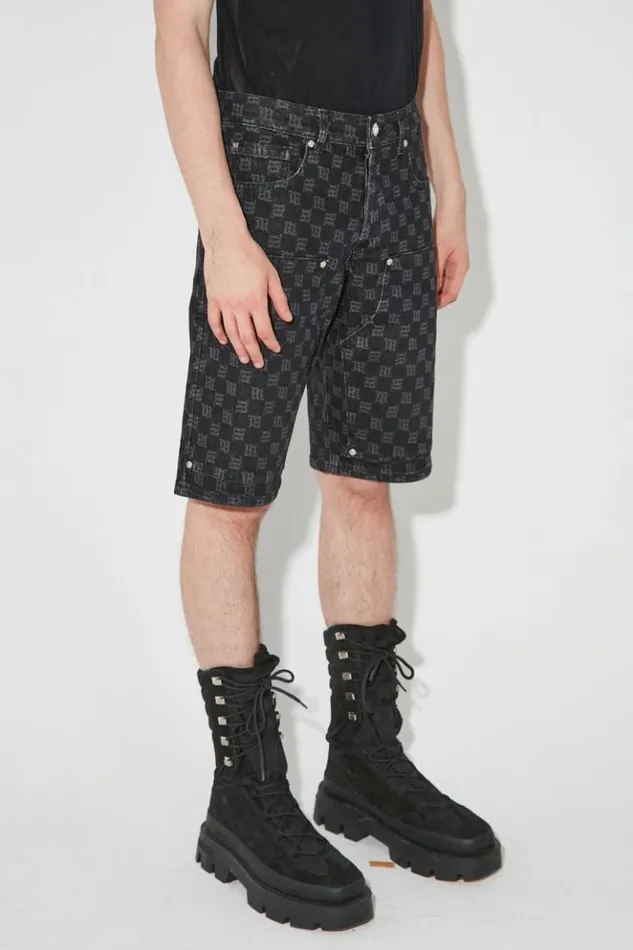 Men Denim MISBHV Denim Monogram Carpenter Shorts Black
