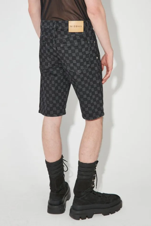 Men Denim MISBHV Denim Monogram Carpenter Shorts Black