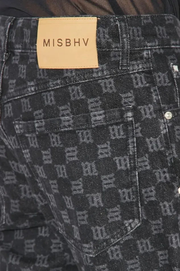Men Denim MISBHV Denim Monogram Carpenter Shorts Black