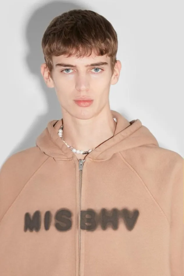 Men Hoodies and Sweats MISBHV Community Zipped Hoodie Vintage Brown