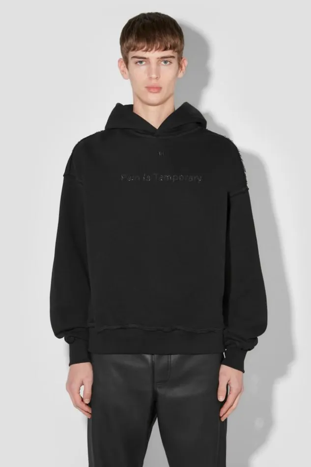 Men Hoodies and Sweats MISBHV Pain Is Temporary Glitter Hoodie Black