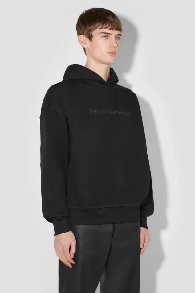 Men Hoodies and Sweats MISBHV Pain Is Temporary Glitter Hoodie Black